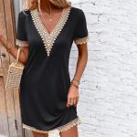 Cool Short Sleeve Black Mini Dress