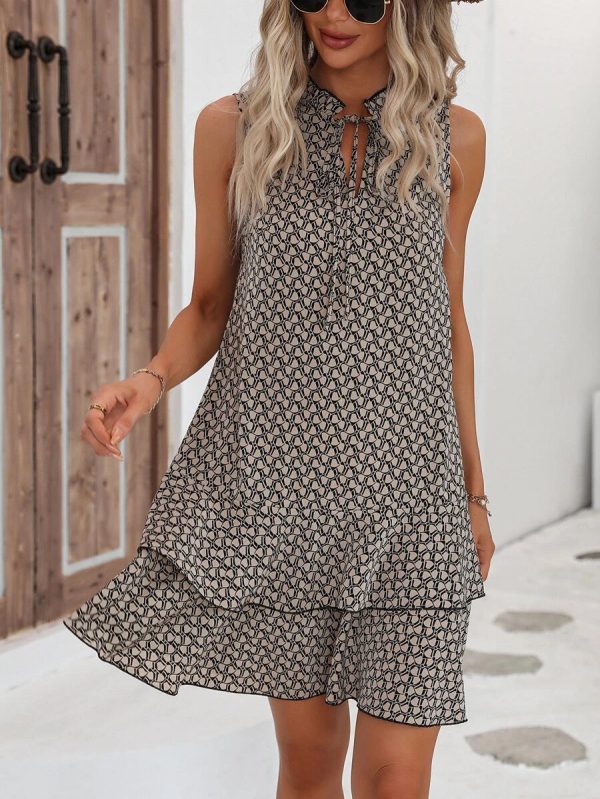 Chic Sleeveless Apricot Mini Dress