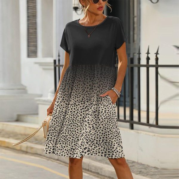 Stylish Short Sleeve Print Mini Dress