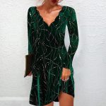 Youthful Green V-Neck Mini Dress