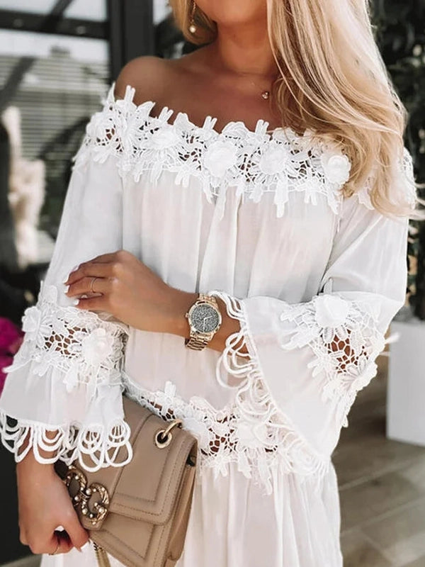 SImple White Off the Shoulder Mini Dress