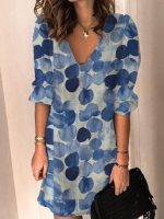 Ocean Bubbles Blue Polka Dot Mini Dress