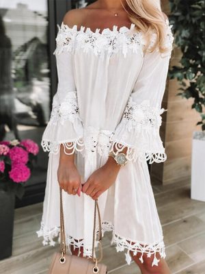 SImple White Off the Shoulder Mini Dress