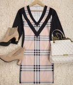 Stylish V-Neck 3/4 Sleeve Mini Dress