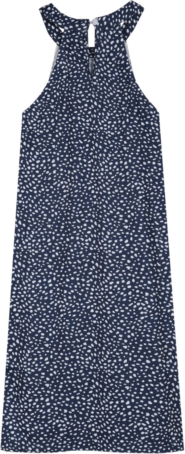 Halter Sleeveless White Polka Dot Blue Mini Dress