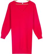 Showy Red Plain Mini Sweater Dress