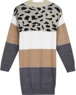 Cheetah Print Striped Mini Sweater Dress