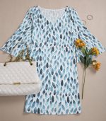 Blue Rainwater Drops ¾ Sleeve Mini Dress