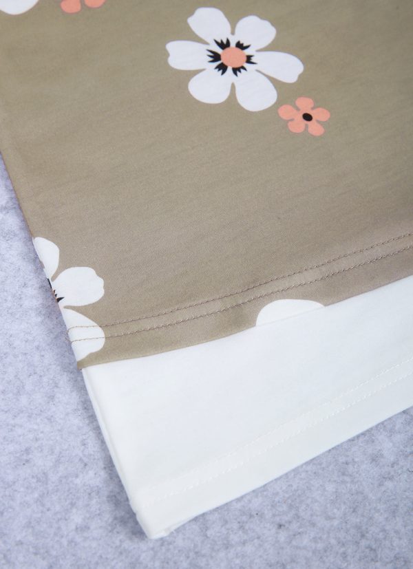 Retro Flower Coffee Brown Button Front Twofer Dress