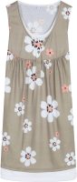 Retro Flower Coffee Brown Button Front Twofer Dress
