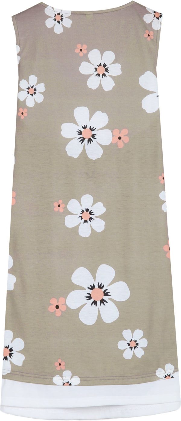 Retro Flower Coffee Brown Button Front Twofer Dress