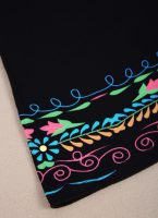 Colorful Floral Trim Black Mini Dress