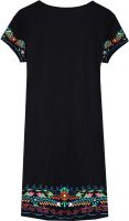 Colorful Floral Trim Black Mini Dress