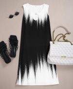 Black and White Ombre Keyhole Sleeveless Mini Dress