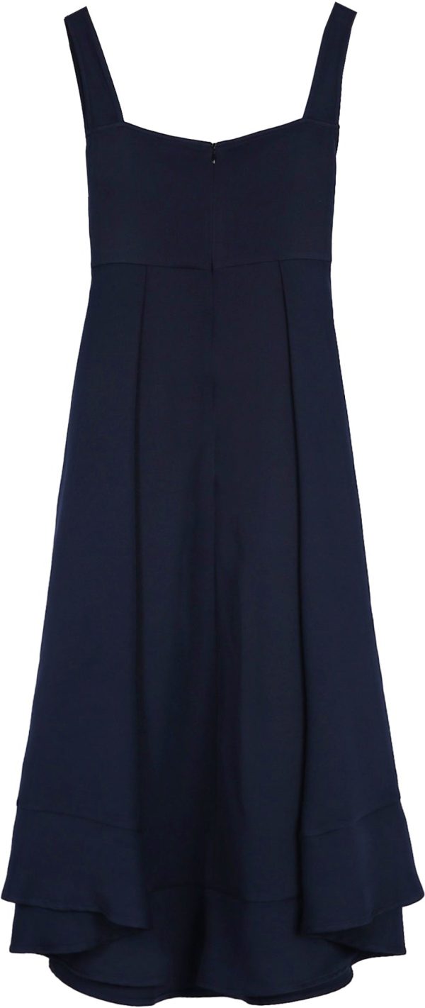 Chic Empire Waist Strap Deep Navy Midi Dress