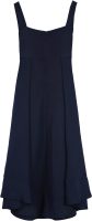 Chic Empire Waist Strap Deep Navy Midi Dress