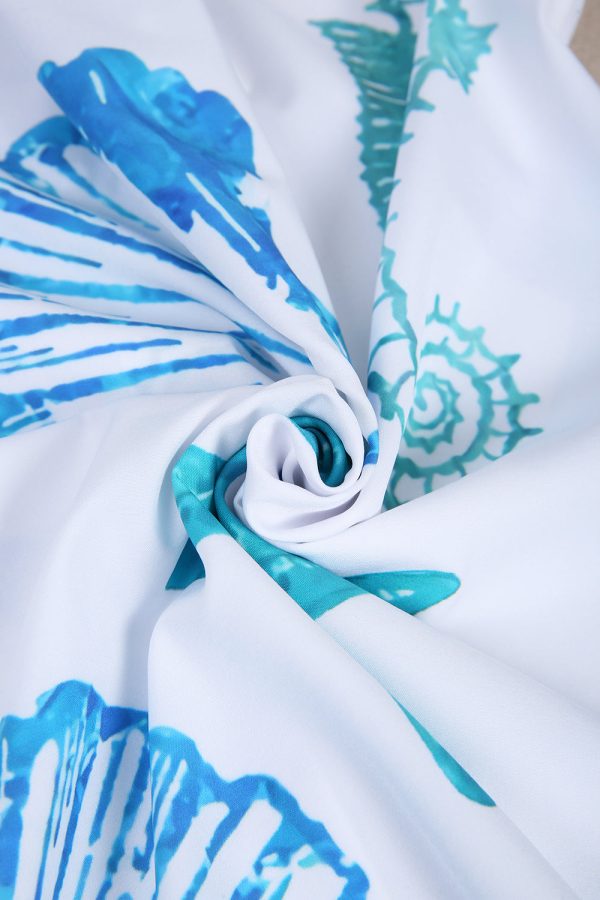 Starfish Seashell Blue White Blouse Dress