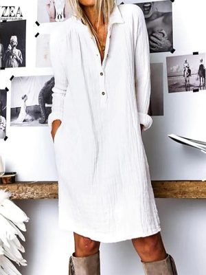 White Long Sleeve Plain Mini Dress