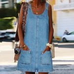 Front Pocket Denim Overall Mini Skirt