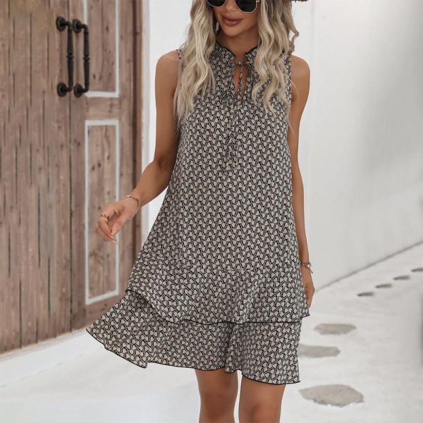 Chic Sleeveless Apricot Mini Dress