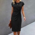 Plain Back Scoop Neck Knotted Waist Shift Dress