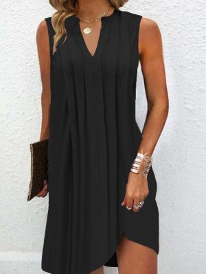 Black Sleeveless Plain Mini Dress