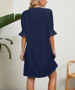 Unique Plain Half Sleeve Mini Dress