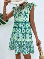 Breezy Green Sleeveless Mini Dress