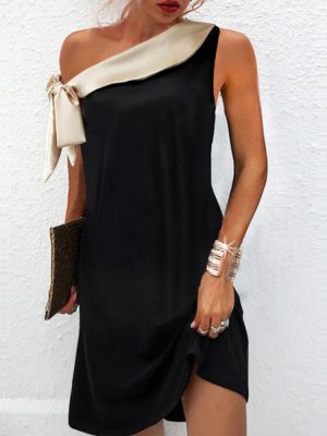 Chic Sleeveless Color Block Mini Dress