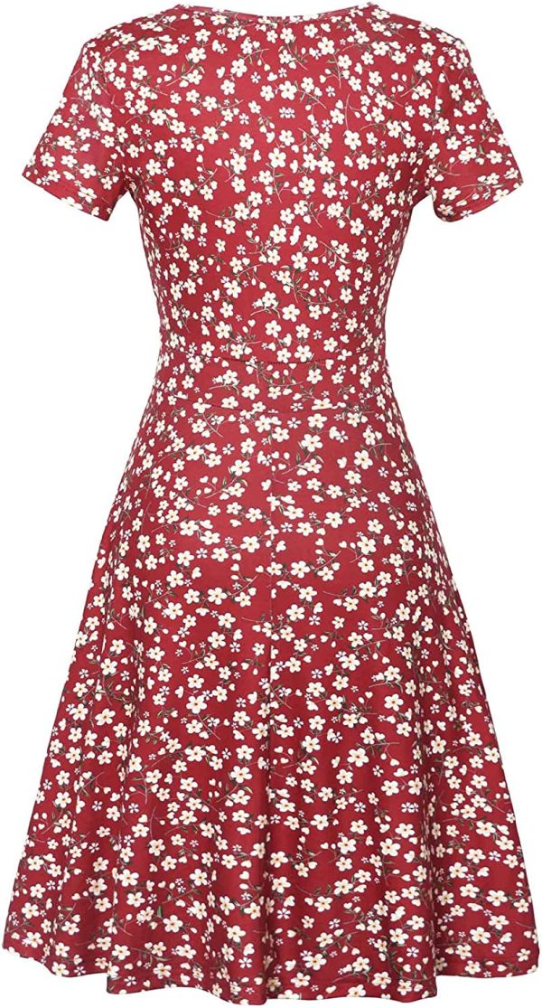 Red Short Sleeve Print Mini Dress