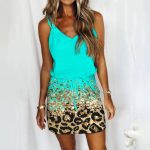 Fresh Sleeveless Print Mini Dress