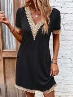 Cool Short Sleeve Black Mini Dress