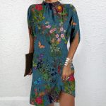 Special Print Short Sleeve Mini Dress