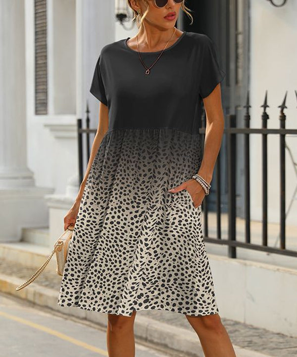 Stylish Short Sleeve Print Mini Dress
