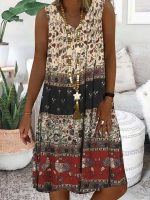 Boho Chic Sleeveless Multi-Color Prairie Mini Dress