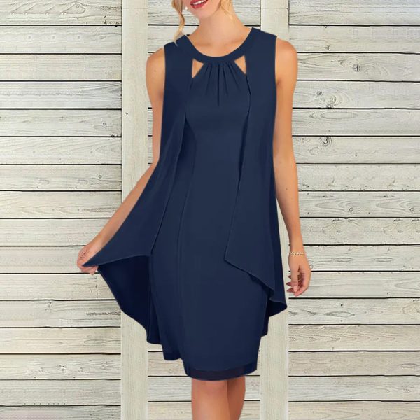 Navy Plain Sleeveless Mini Dress