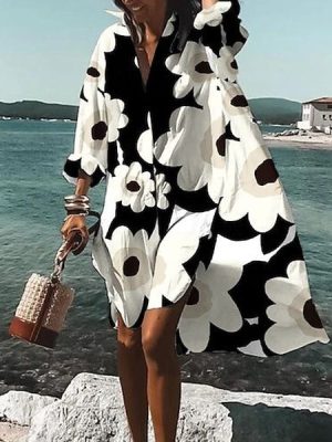 Groovy Long Sleeve Print Mini Dress