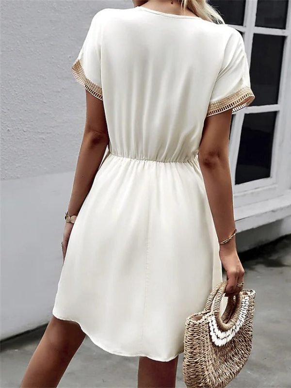 Grecian Goddess Beige Tan Tassel Mini Dress