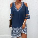 Unique Blue Short Sleeve Mini Dress