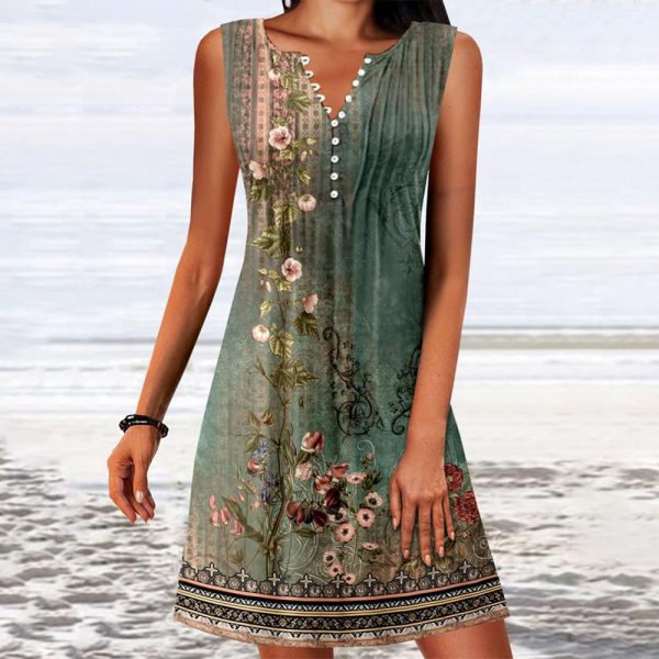 Stunning Sleeveless Print Mini Dress