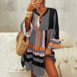 Groovy V-Neck 3/4 Sleeve Mini Dress