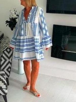 summer-fashion-women-bell-sleeves-printed-holiday-dress