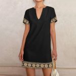 Trendy Short Sleeve Black Mini Dress