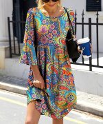 Retro Floral Paisley Empire Waist Mini Dress